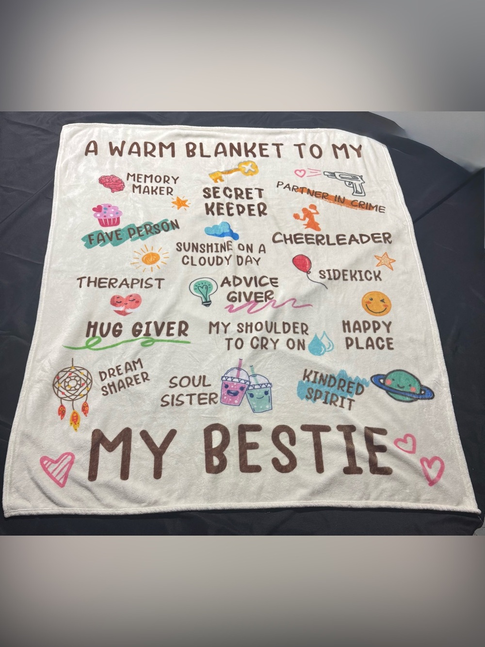 My Bestie White Throw Blanket - Friendship Message Design